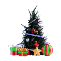 3d Christmas tree with light and ball png