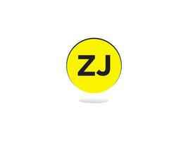 Monogram Zj Logo Icon, Initial Zj jz Luxury Circle Logo Letter Design vector