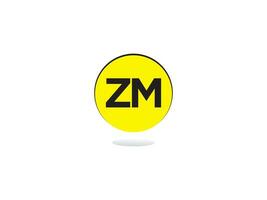 Monogram Zm Logo Icon, Initial Zm mz Luxury Circle Logo Letter Design vector