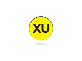 Minimalist Xu Logo Letter, Monogram Xu Ux Luxury Circle Logo Icon Vector