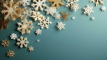 gold snowflakes with copy space photo