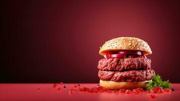 beef burger with copy space photo
