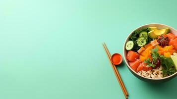 poke bowl with copy space photo