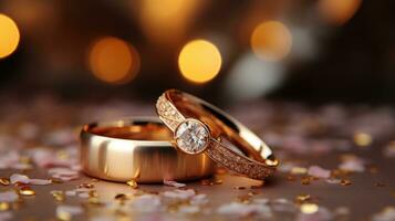 Boda anillos en romántico antecedentes foto