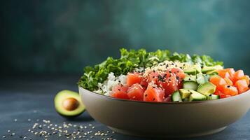 poke bowl with copy space photo