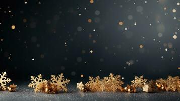 gold snowflakes with copy space photo