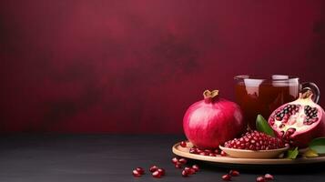 pomegranat tea with copy space photo