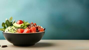 poke bowl with copy space photo