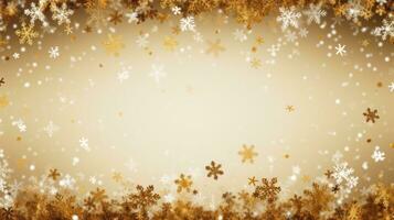 gold snowflakes with copy space photo