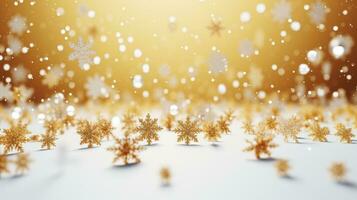 gold snowflakes with copy space photo