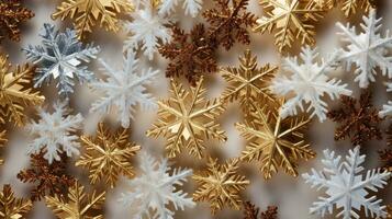 gold snowflakes with copy space photo
