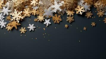 gold snowflakes with copy space photo