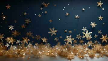 gold snowflakes with copy space photo