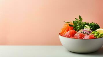 poke bowl with copy space photo