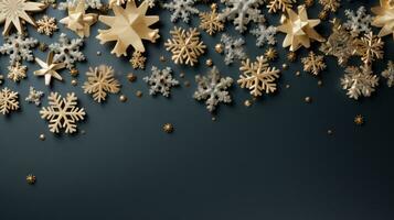 gold snowflakes with copy space photo