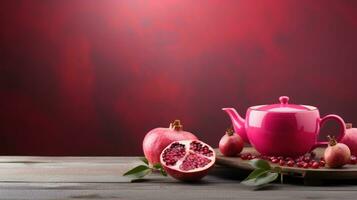 pomegranat tea with copy space photo