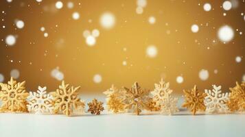 gold snowflakes with copy space photo