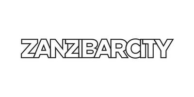 Zanzibar in the Tanzania emblem. The design features a geometric style, vector illustration with bold typography in a modern font. The graphic slogan lettering.