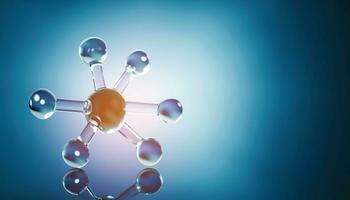 Ciencias antecedentes con molecula y átomo modelo. resumen molecular estructura. generativo ai foto