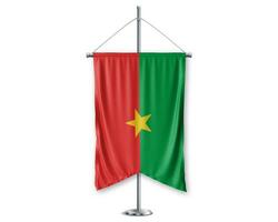 Burkina up pennants 3D flags on pole stand support pedestal realistic set and white background. - Image photo