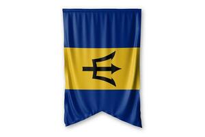 Barbados flag and white background. - Image. photo
