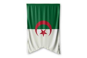 Algeria flag and white background. - Image. photo