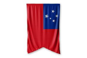 Samoa flag and white background. - Image. photo