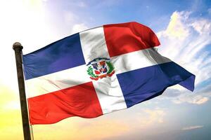 File Dominican-Republic 3D rendering flag waving isolated sky and cloud background photo