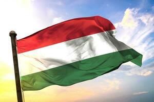 Hungary 3D rendering flag waving isolated sky and cloud background photo