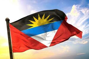 Antigua-and-Barduda 3D rendering flag waving isolated sky and cloud background photo