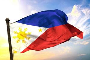 Philippines 3D rendering flag waving isolated sky and cloud background photo