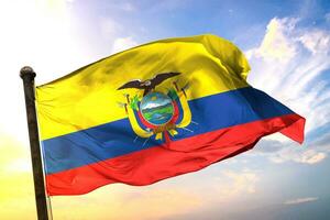 archivo Ecuador 3d representación bandera ondulación aislado cielo y nube antecedentes foto