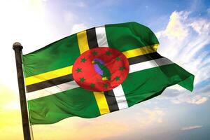 File Dominica 3D rendering flag waving isolated sky and cloud background photo