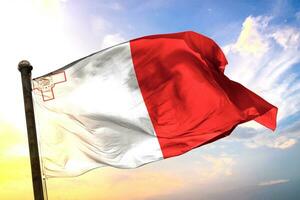 Malta 3D rendering flag waving isolated sky and cloud background photo