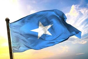 Somalia 3D rendering flag waving isolated sky and cloud background photo