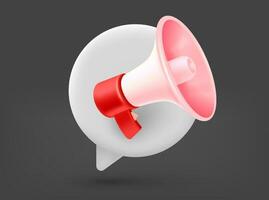 Speech cloud with loud speaker. 3d vector isolated illustration