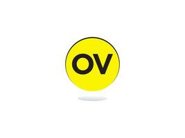 Alphabet Ov Logo Image, Minimalist OV Initial Circle Logo vector