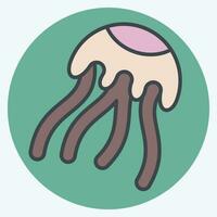 Icon Jellyfish. related to Poison symbol. color mate style. simple design editable. simple illustration vector