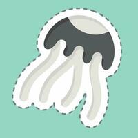 Sticker line cut Jellyfish. related to Poison symbol. simple design editable. simple illustration vector