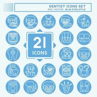 Icon Set Dentist. related to Medice symbol. blue eyes style. simple design editable. simple illustration vector