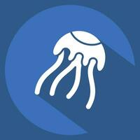 Icon Jellyfish. related to Poison symbol. long shadow style. simple design editable. simple illustration vector