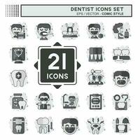 Icon Set Dentist. related to Medice symbol. comic style. simple design editable. simple illustration vector