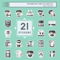 Sticker line cut Set Dentist. related to Medice symbol. simple design editable. simple illustration vector