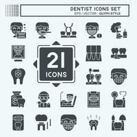 Icon Set Dentist. related to Medice symbol. glyph style. simple design editable. simple illustration vector