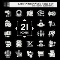 Icon Set Car Maintenance. related to Automotive symbol. glossy style. simple design editable. simple illustration vector