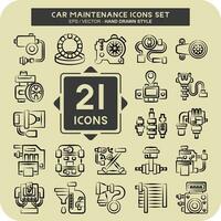 Icon Set Car Maintenance. related to Automotive symbol. hand drawn style. simple design editable. simple illustration vector