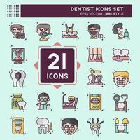 Icon Set Dentist. related to Medice symbol. MBE style. simple design editable. simple illustration vector