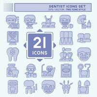 Icon Set Dentist. related to Medice symbol. two tone style. simple design editable. simple illustration vector