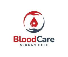 Blood care logo template illustration. Blood donation logo. vector