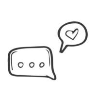 Speech bubbles with heart and dots. dialogue sketch vector